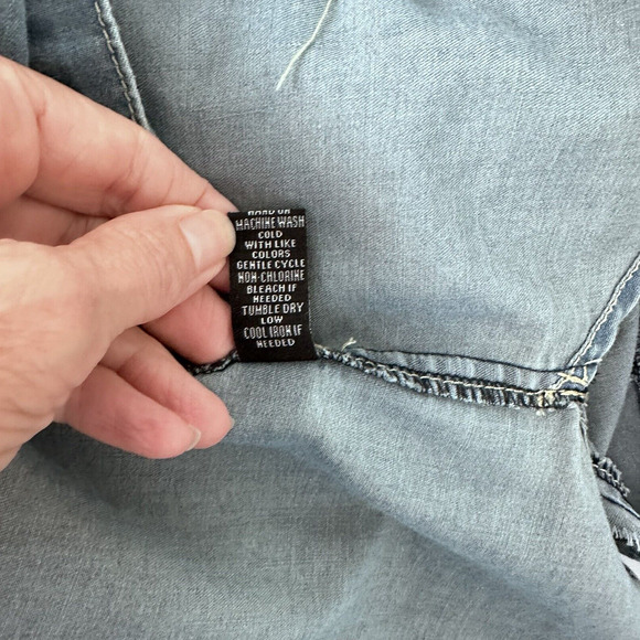 Spoon Chambray Dress Coastal Cowgirl Button Front Denim Shirt Dress Size Large - Picture 11 of 14